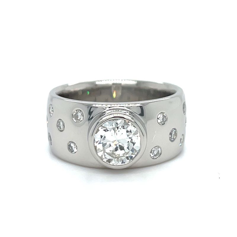 Diamond Signature Ring In Platinum