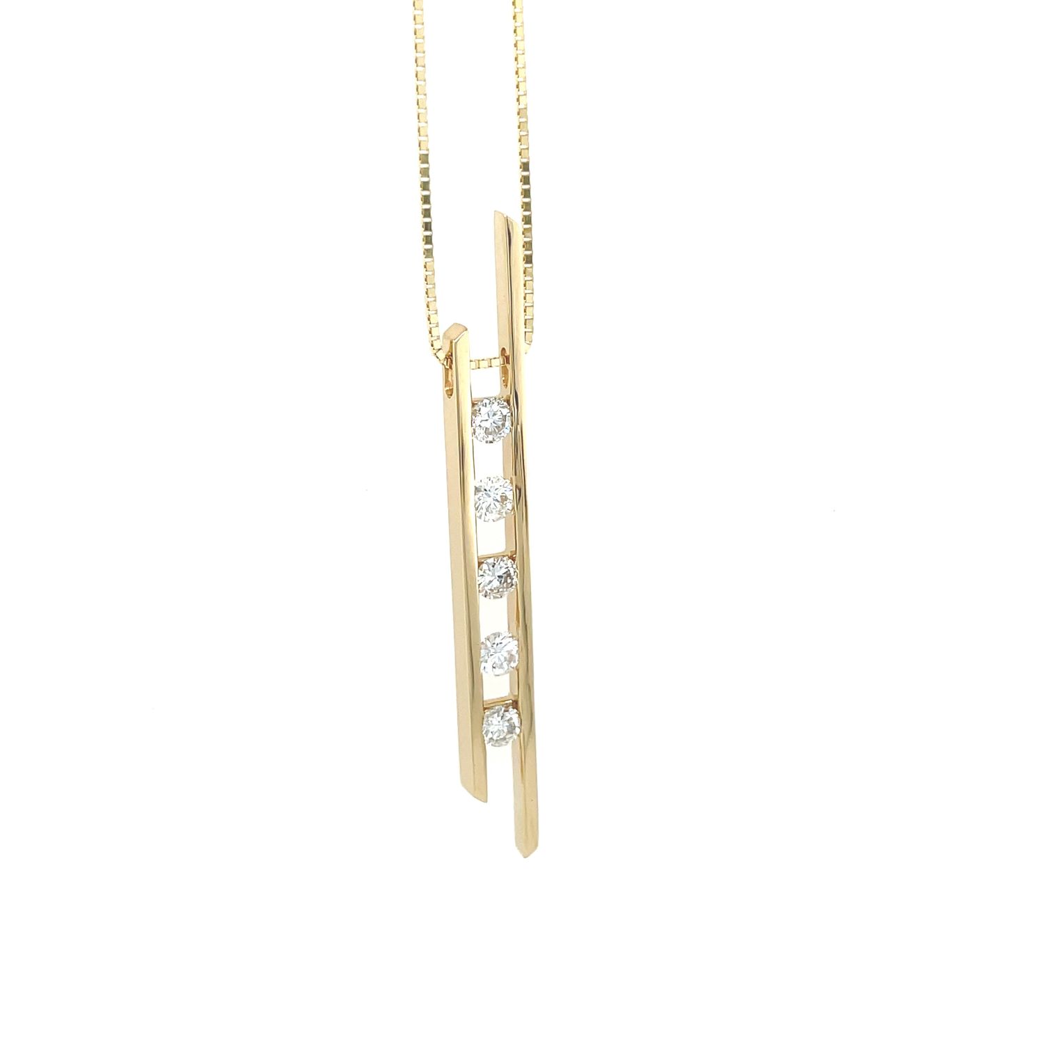 Diamond Five-Stone Split Bar in 14k Yellow Gold