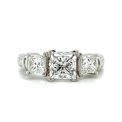 Diamond Three-Stone Princess Ring in Platinum — 2.36CTW
