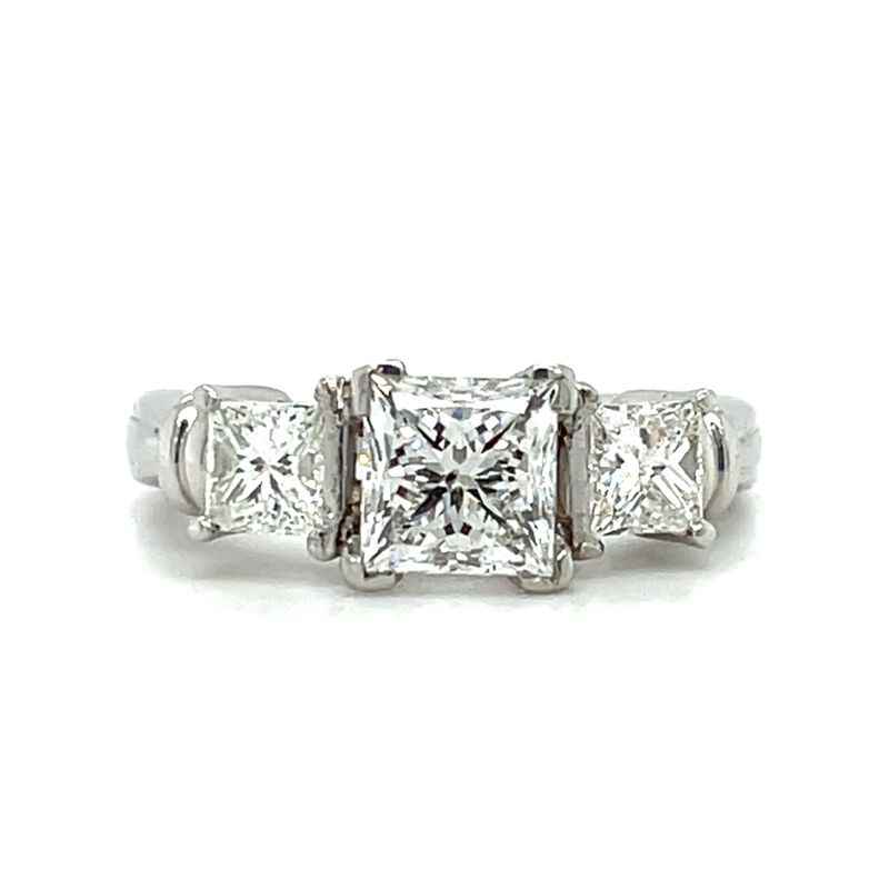 Diamond Three-Stone Princess Ring in Platinum — 2.36CTW