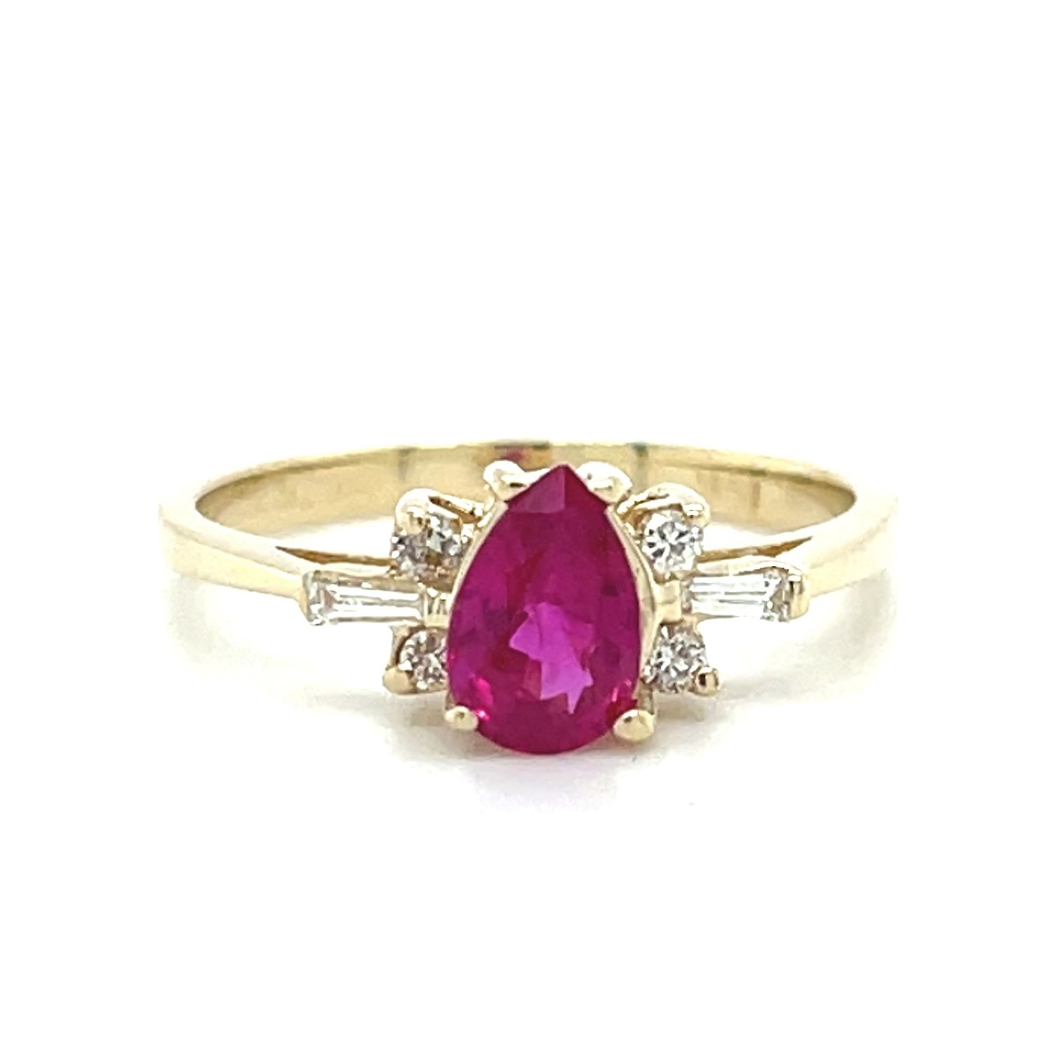 Ruby & Diamond Ring in 14k Yellow Gold