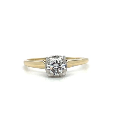 Diamond Solitaire Ring in 14k Yellow & White Gold — 0.41CT