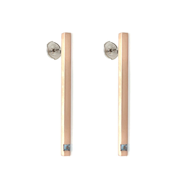 Aquamarine Sleek Earrings in 14k Rose Gold
