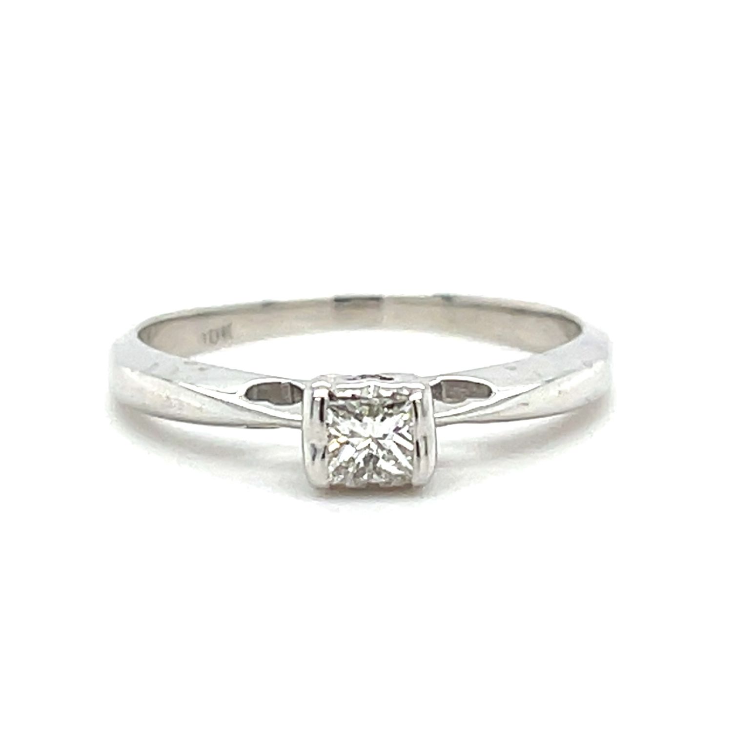 Diamond Princess Cut Ring in 10k White Gold