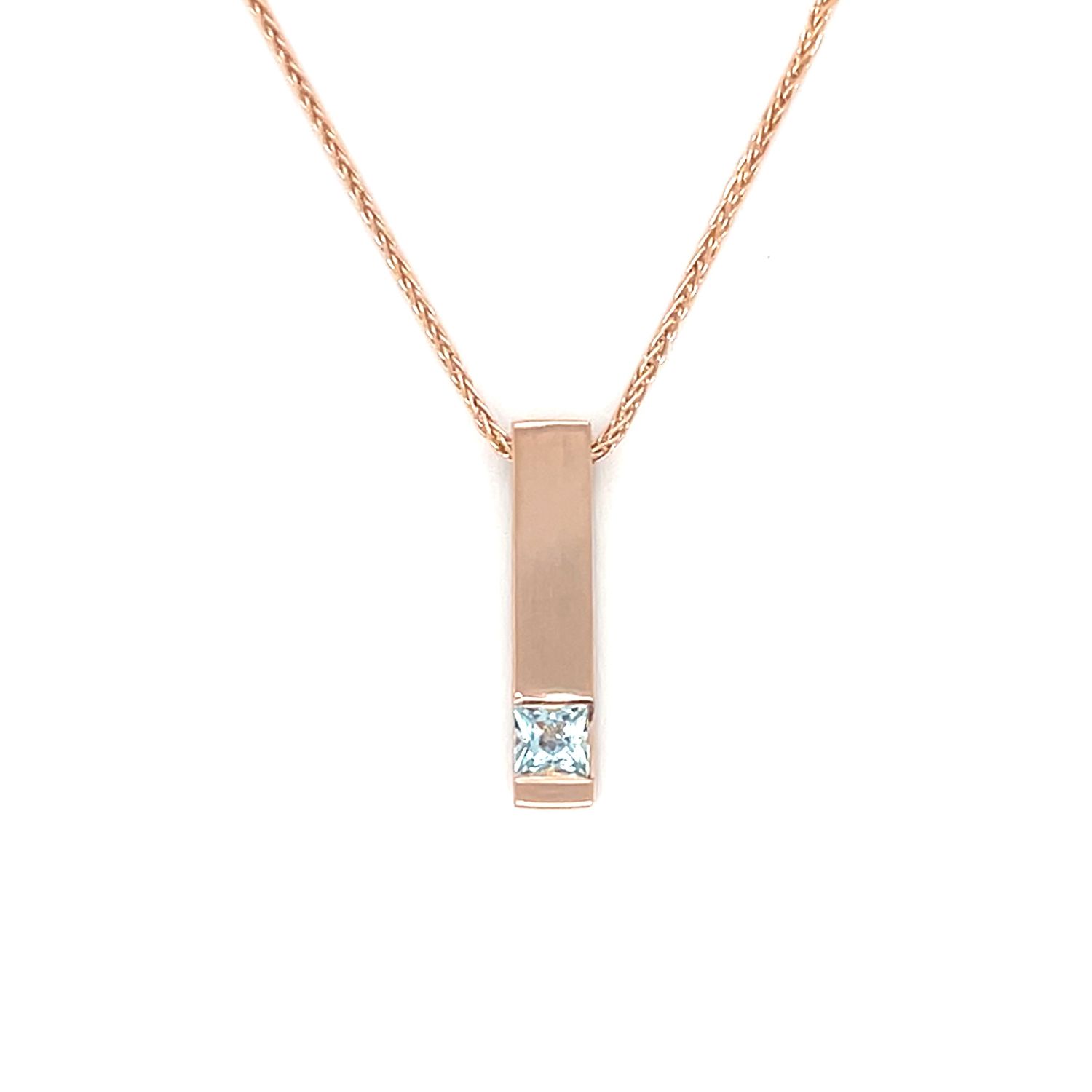 Aquamarine Sleek Necklace in 14k Rose Gold