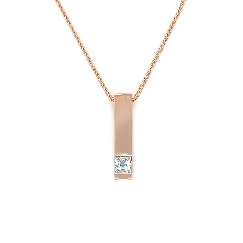 Aquamarine Sleek Necklace in 14k Rose Gold