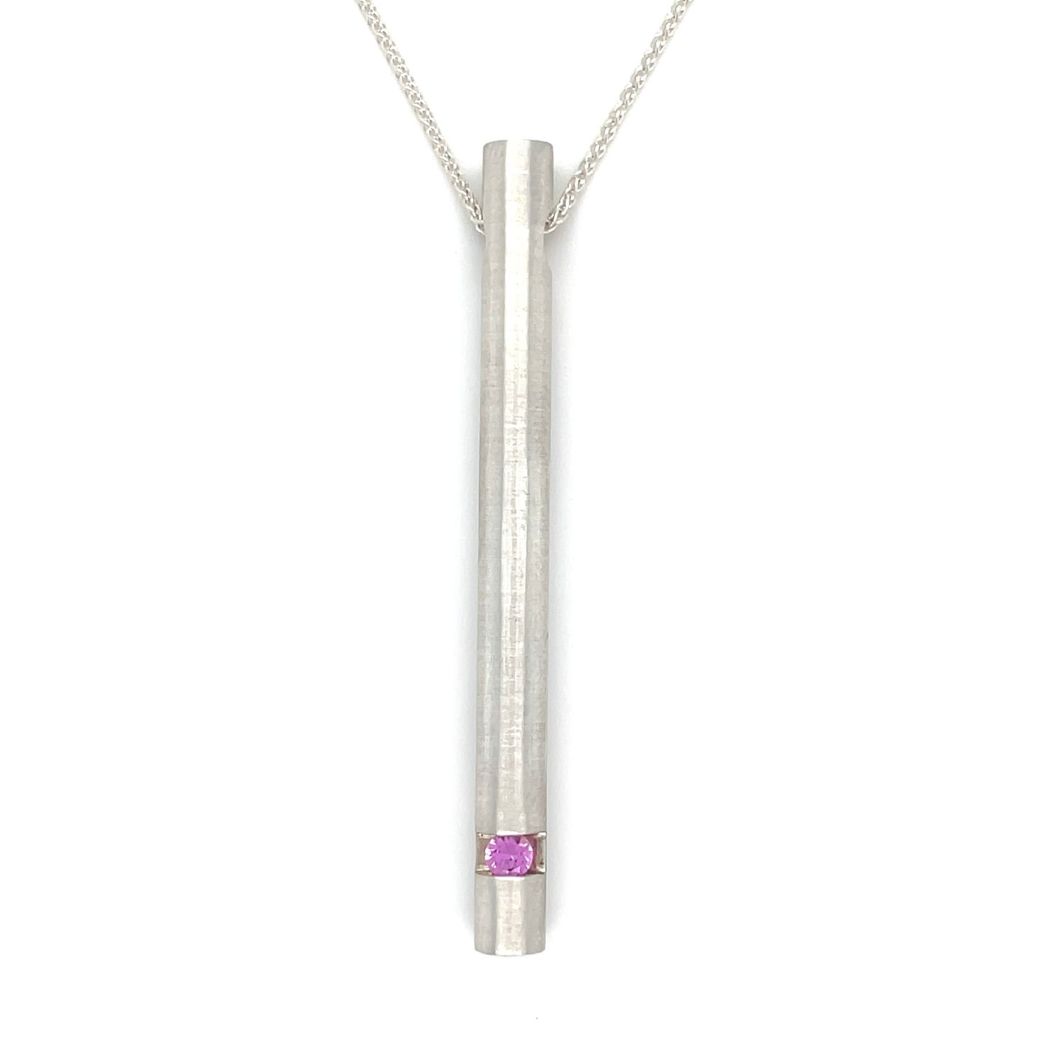 Pink Sapphire Sleek Necklace in Silver