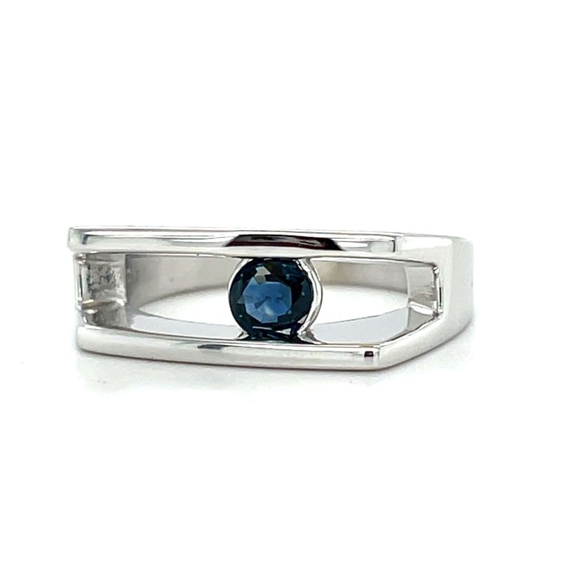 Sapphire Split Bar Ring in 14k White Gold