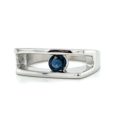 Sapphire Split Bar Ring in 14k White Gold