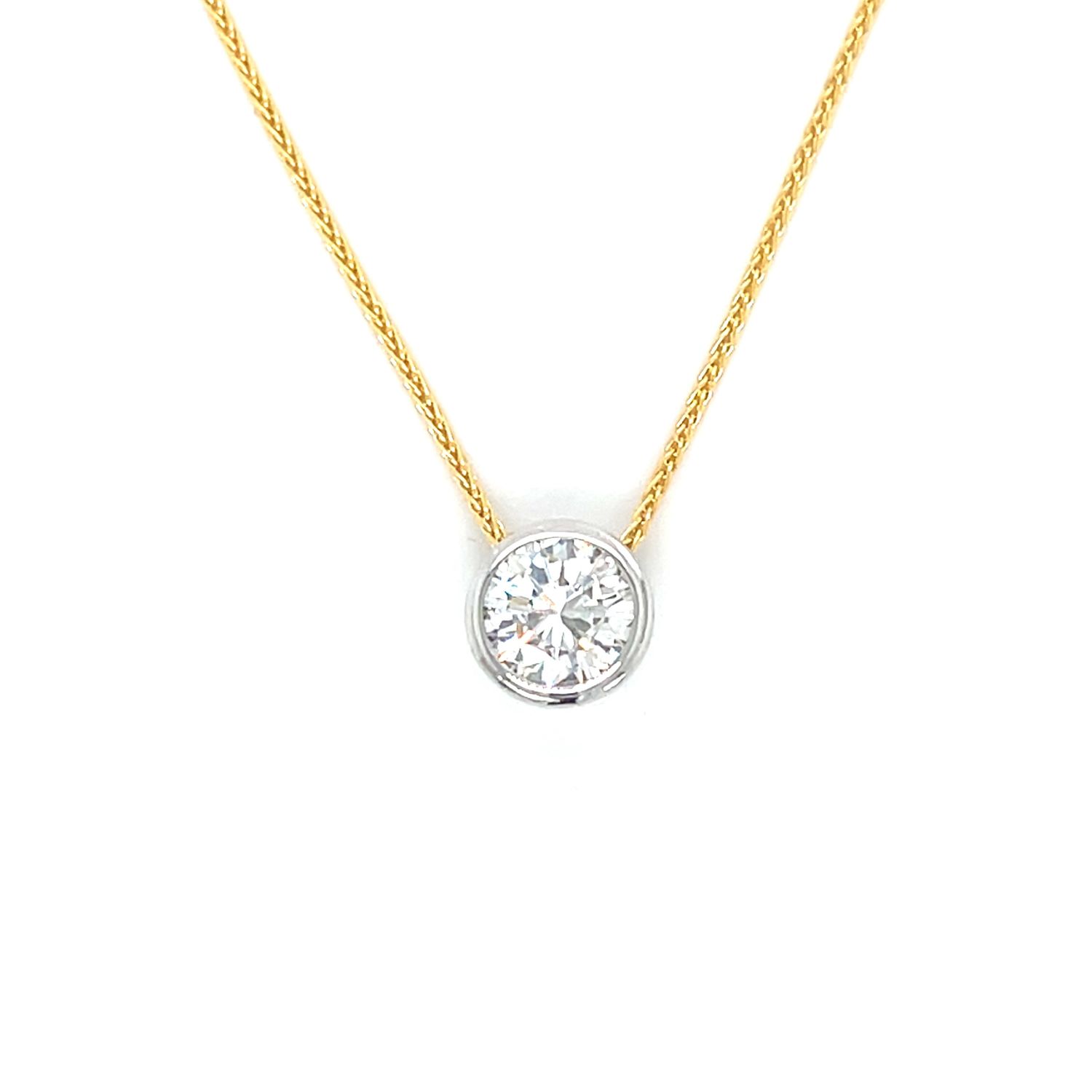 Diamond Petite Necklace in 14k White & Yellow Gold — 1.01CT