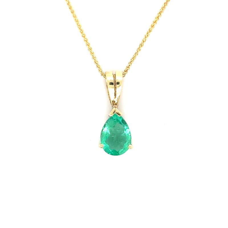 Emerald Pear Necklace in 18k Yellow Gold