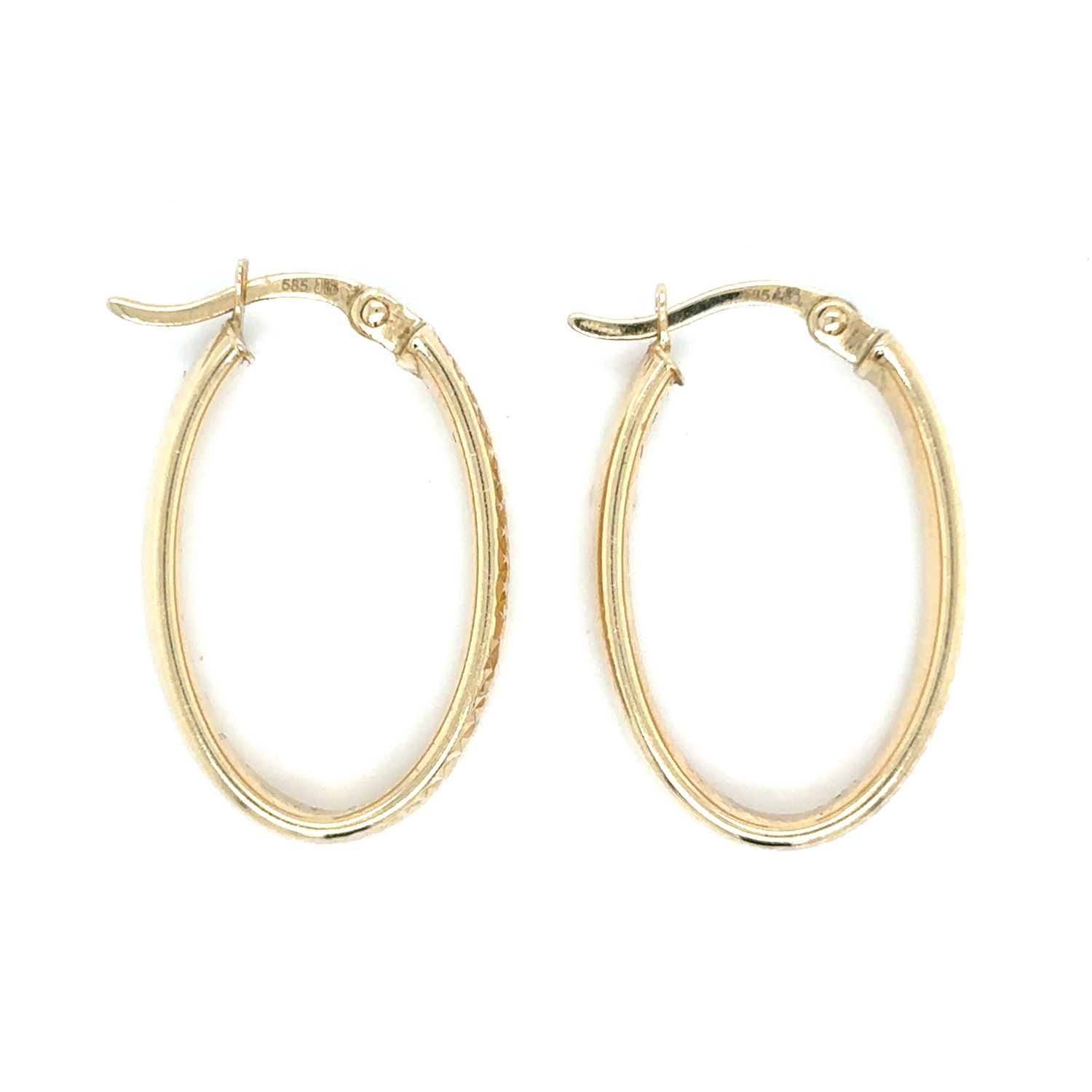 Textured Oval Hoop Earrings in 14k Yellow Gold