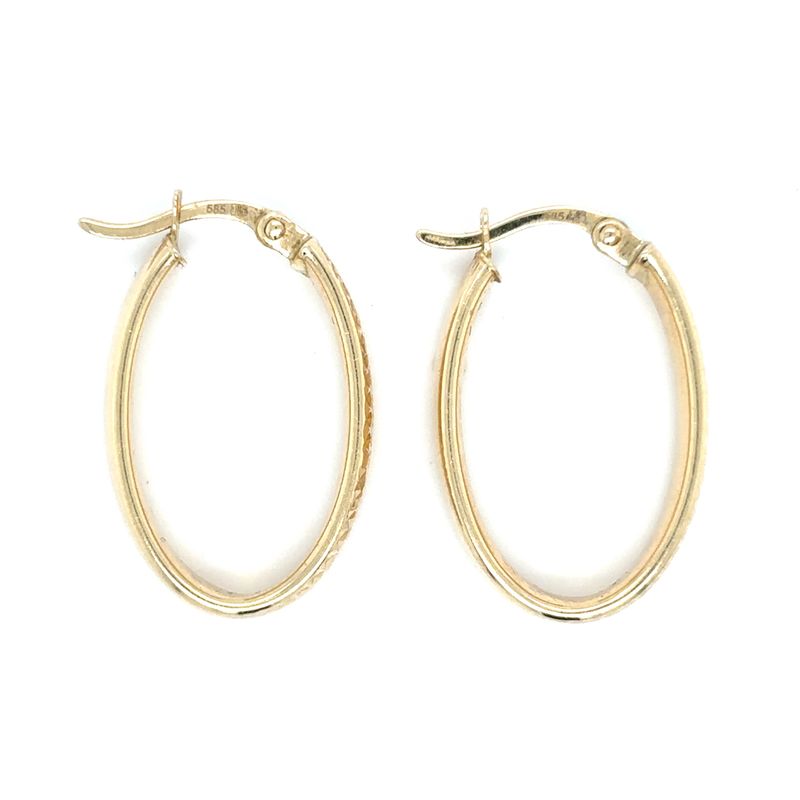 Textured Oval Hoop Earrings in 14k Yellow Gold