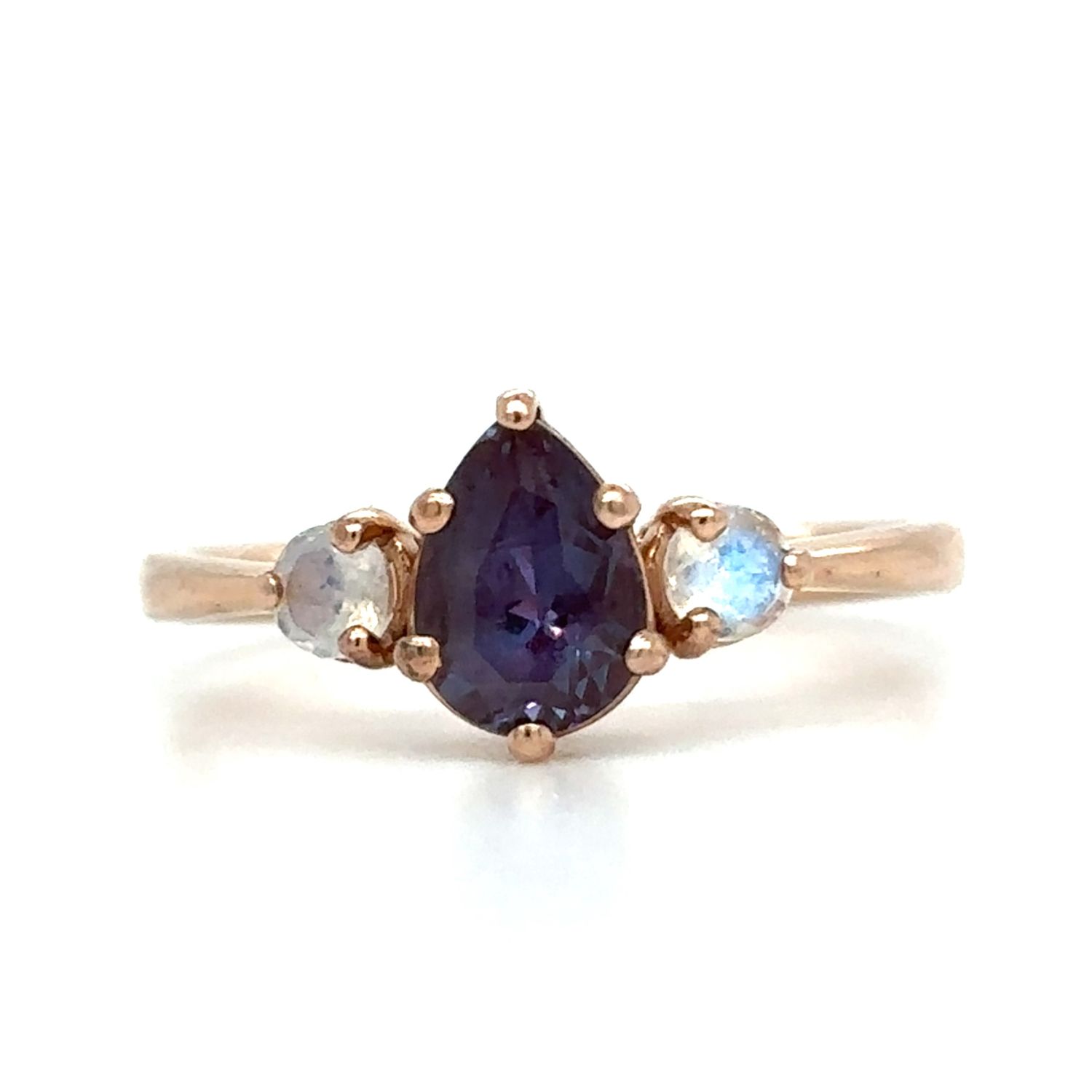 Lab-Grown Alexandrite & Moonstone Ring in 14k Rose Gold