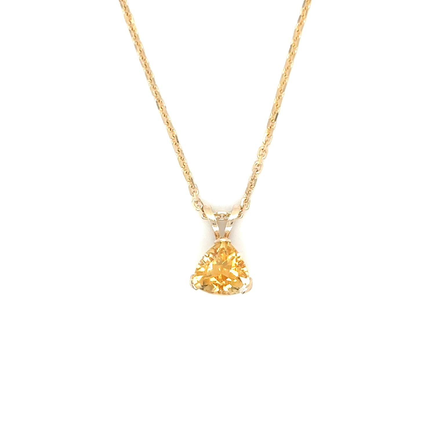 Citrine Triangle Necklace in 10k Yellow Gold
