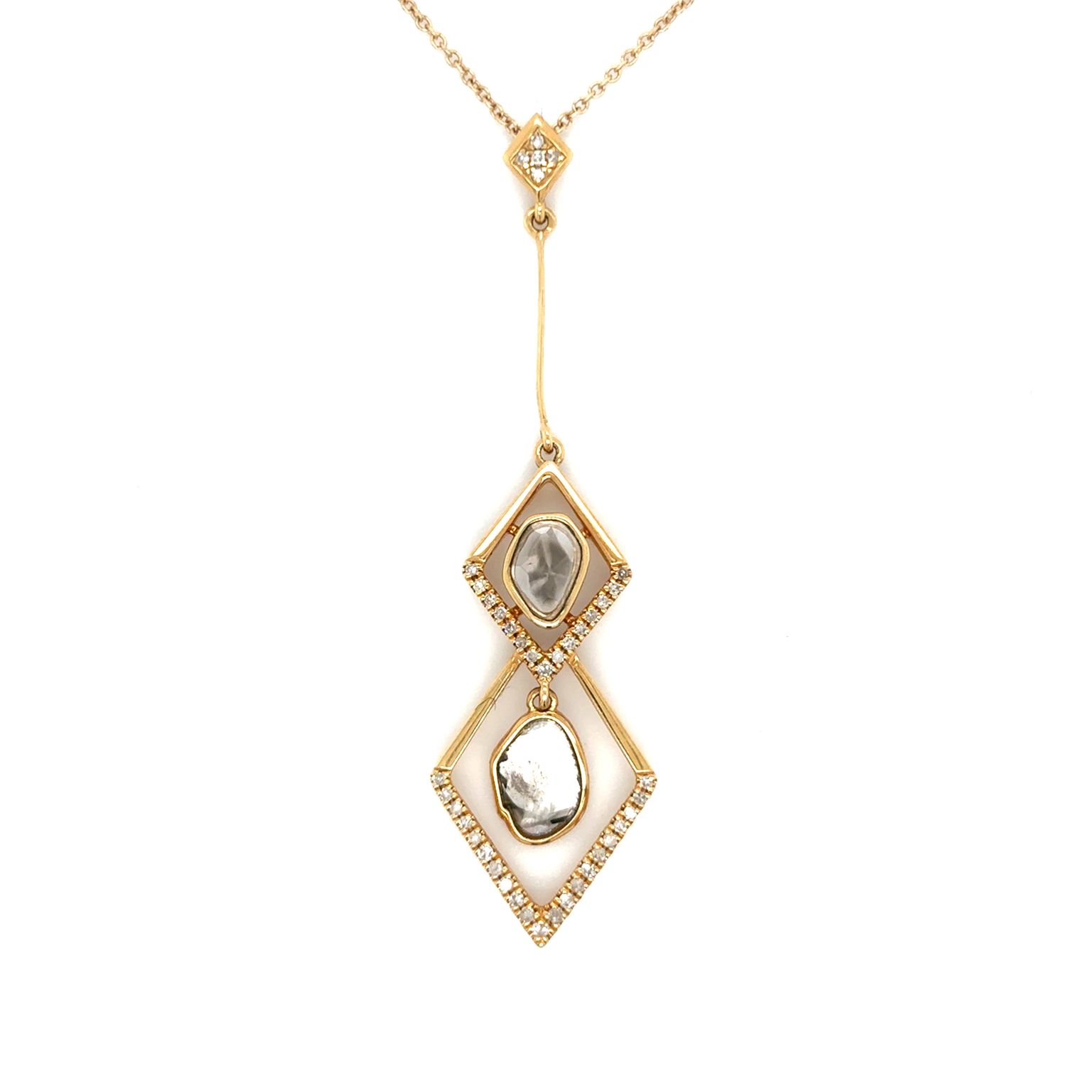 Diamond Rhombus Portrait-Cut Necklace in 14k & 10k Yellow Gold