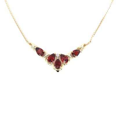 Almandine Garnet Necklace in 10k Yellow Gold