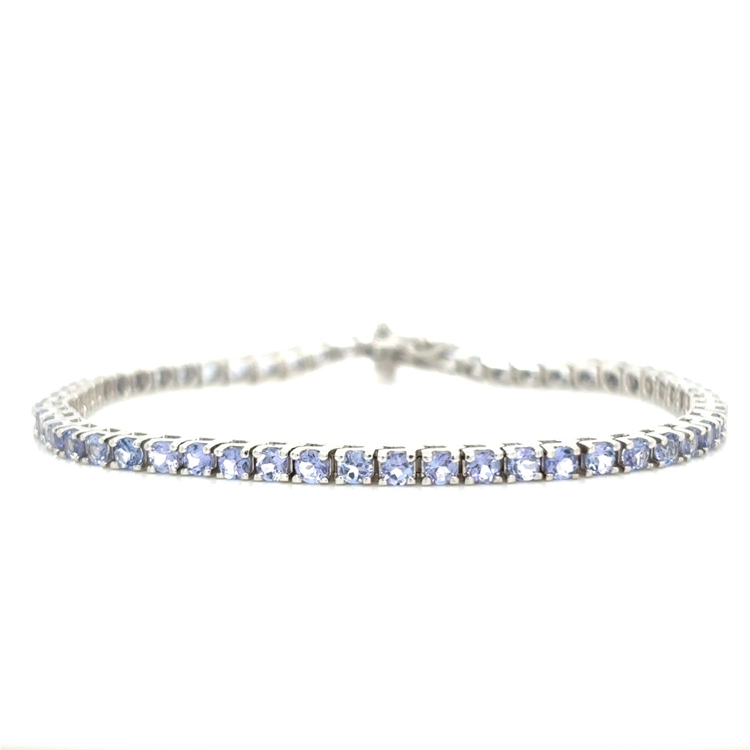 Tanzanite Tennis Bracelet in 14k White Gold — 6.84CTW