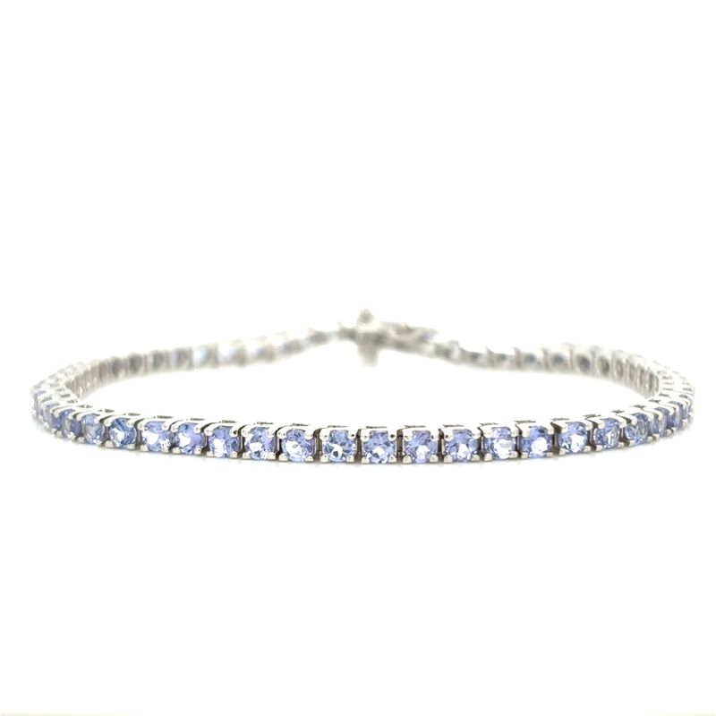 Tanzanite Tennis Bracelet in 14k White Gold — 6.84CTW