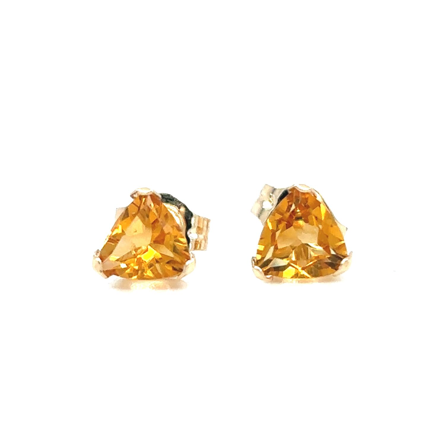 Citrine Triangle Earrings in 10k Yellow Gold