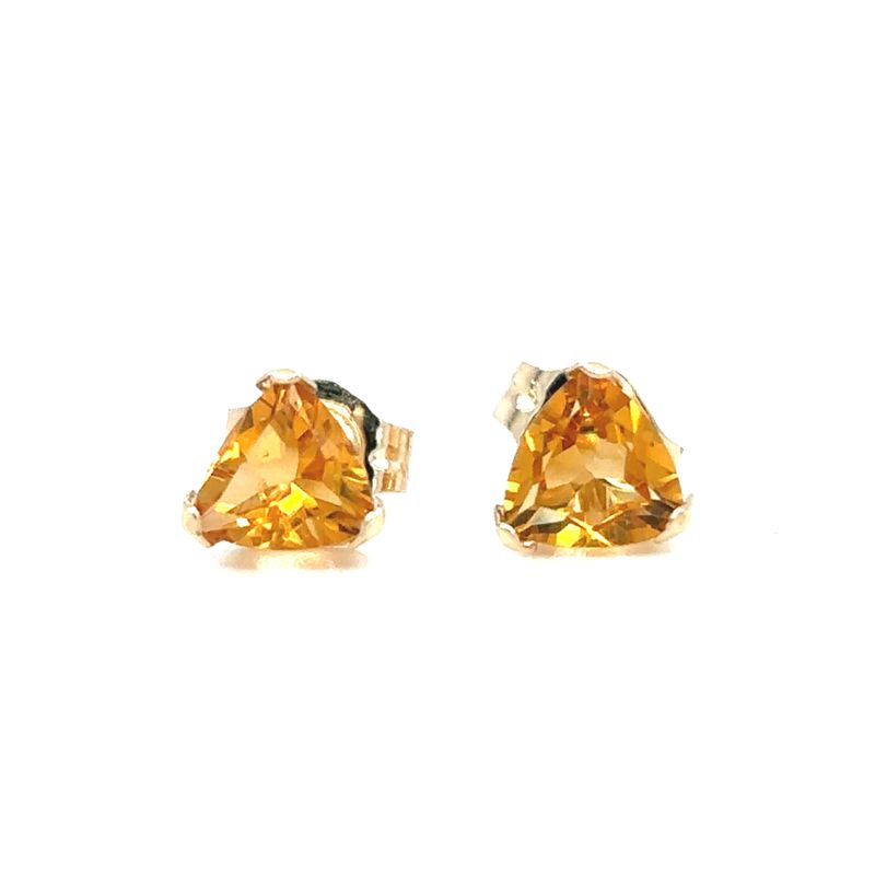 Citrine Triangle Earrings in 10k Yellow Gold