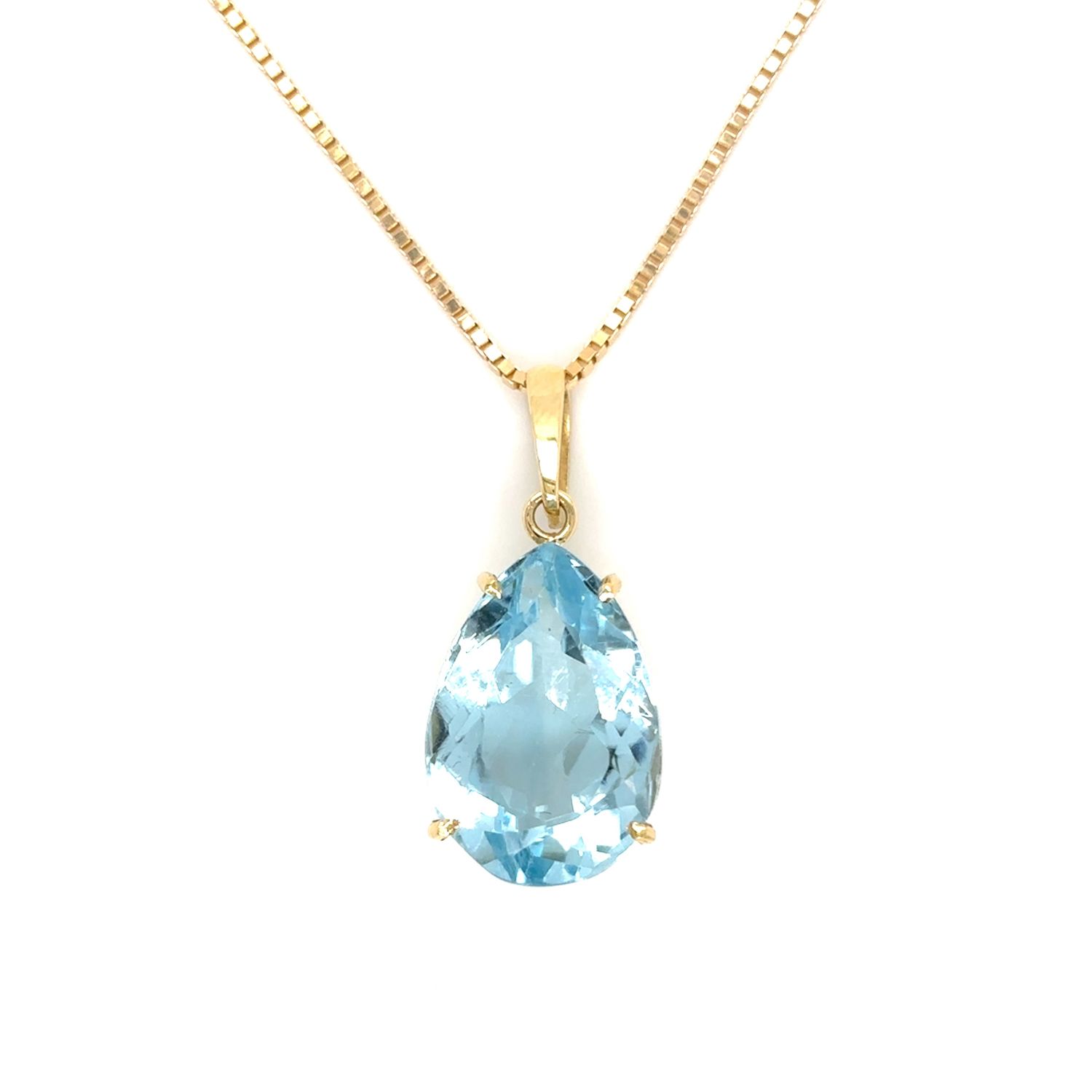 Topaz Pear Necklace in 14k & 18k Yellow Gold