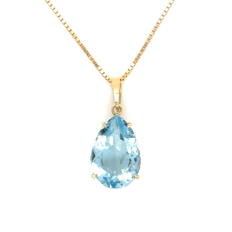 Topaz Pear Necklace in 14k & 18k Yellow Gold