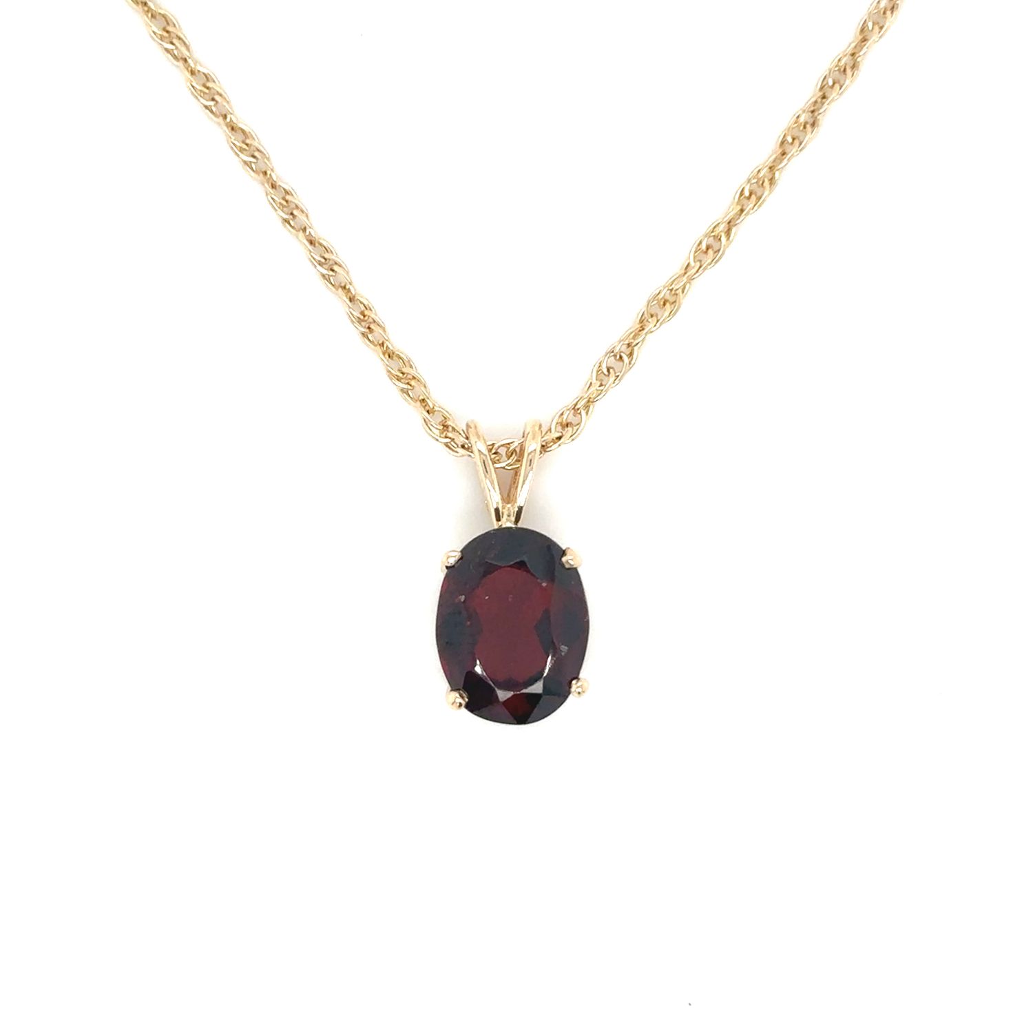 Almandine Garnet Necklace in 14k Yellow Gold