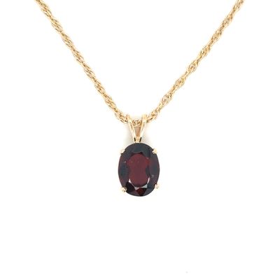 Almandine Garnet Necklace in 14k Yellow Gold