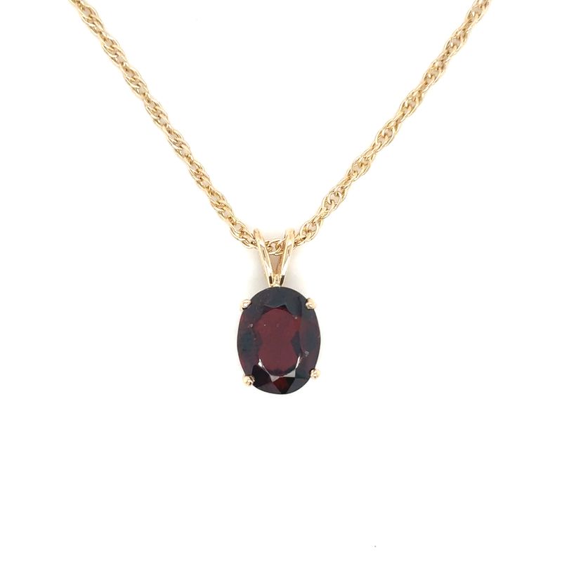 Almandine Garnet Necklace in 14k Yellow Gold