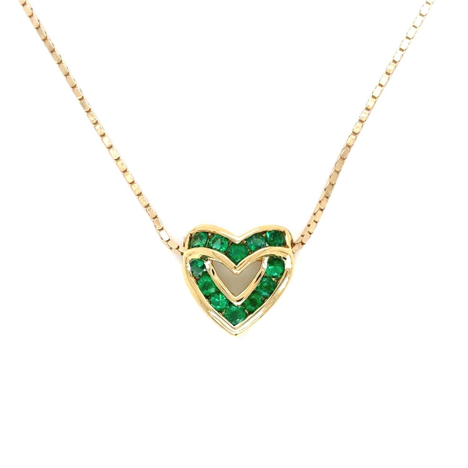 Emerald Heart Necklace in 14k Yellow Gold