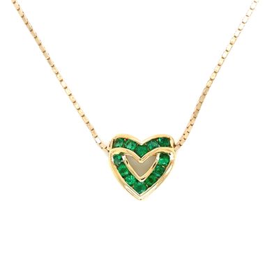 Emerald Heart Necklace in 14k Yellow Gold