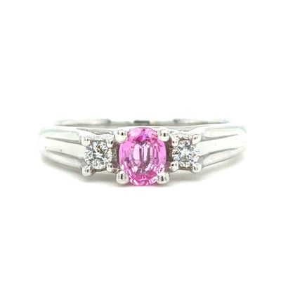 Pink Sapphire & Diamond Ring in 10k White Gold Pink Sapphire & Diamond Ring in 10k White Gold