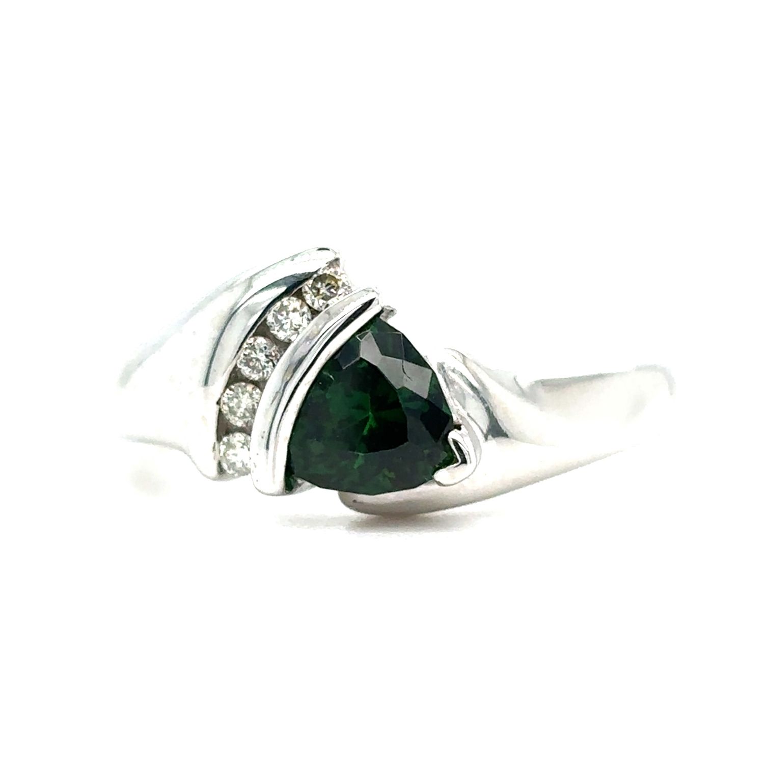 Tsavorite Garnet & Diamond Ring in 10k White Gold Tsavorite Garnet & Diamond Ring in 10k White Gold