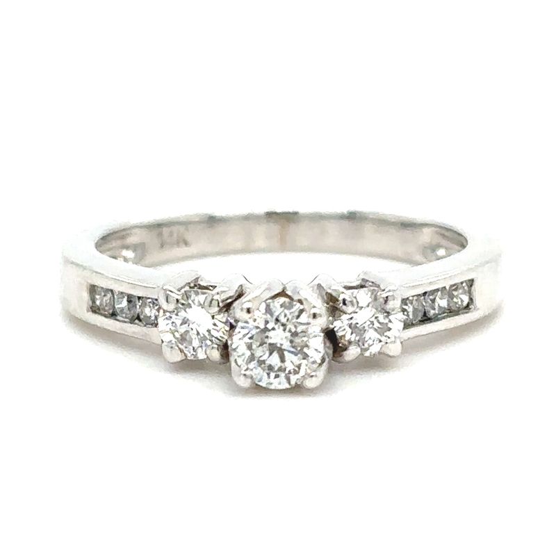 Diamond Three-Stone Ring in 14k White Gold — 0.37CTW