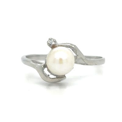 Akoya Pearl & Diamond Ring in 10k White Gold Akoya Pearl & Diamond Ring in 10k White Gold
