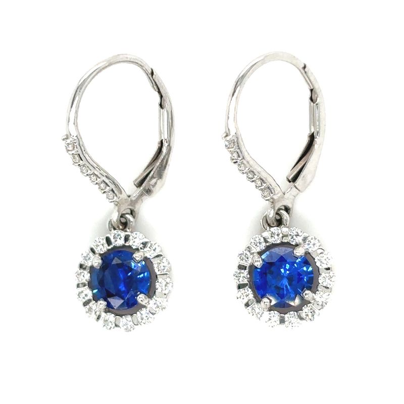Sapphire & Diamond Earrings in 14k White Gold