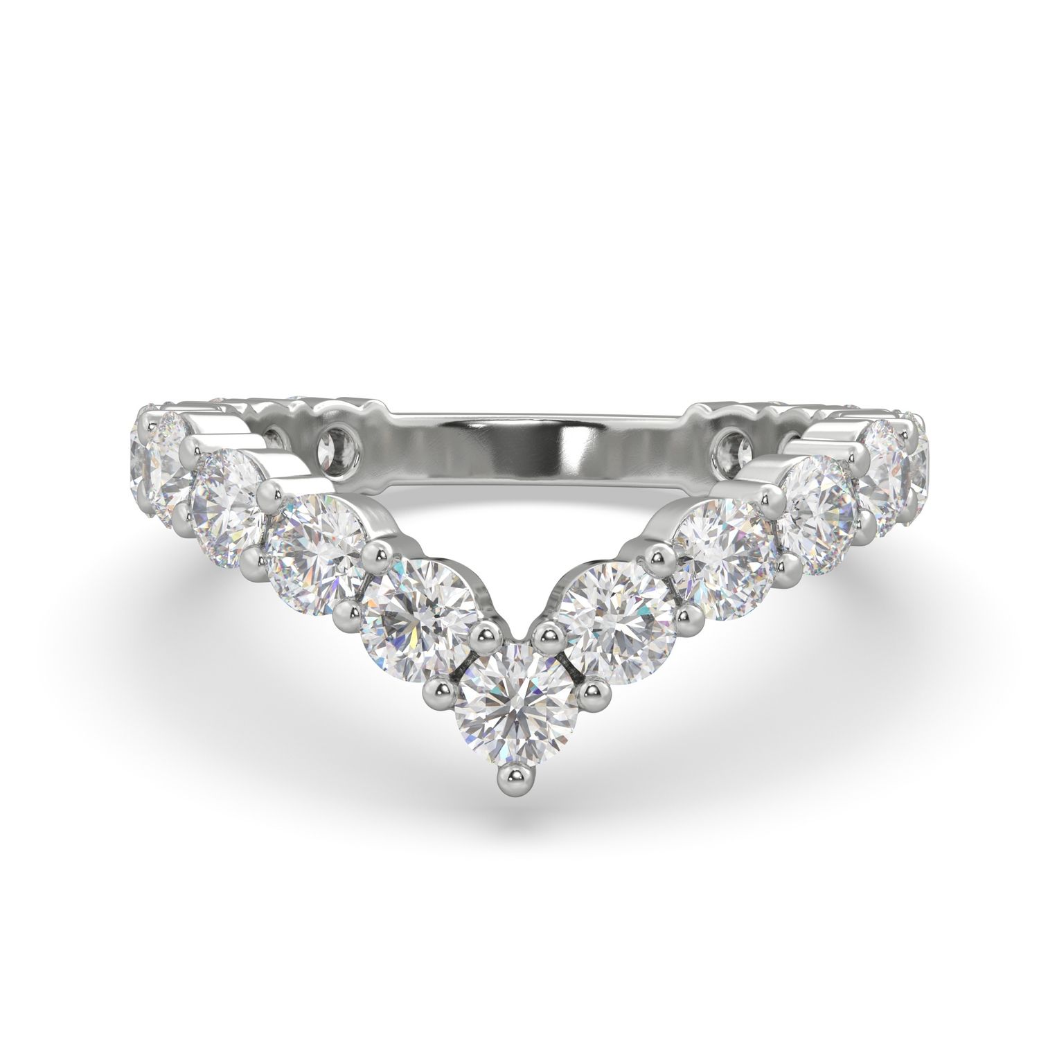 Diamond V-Shape Band in 14k White Gold