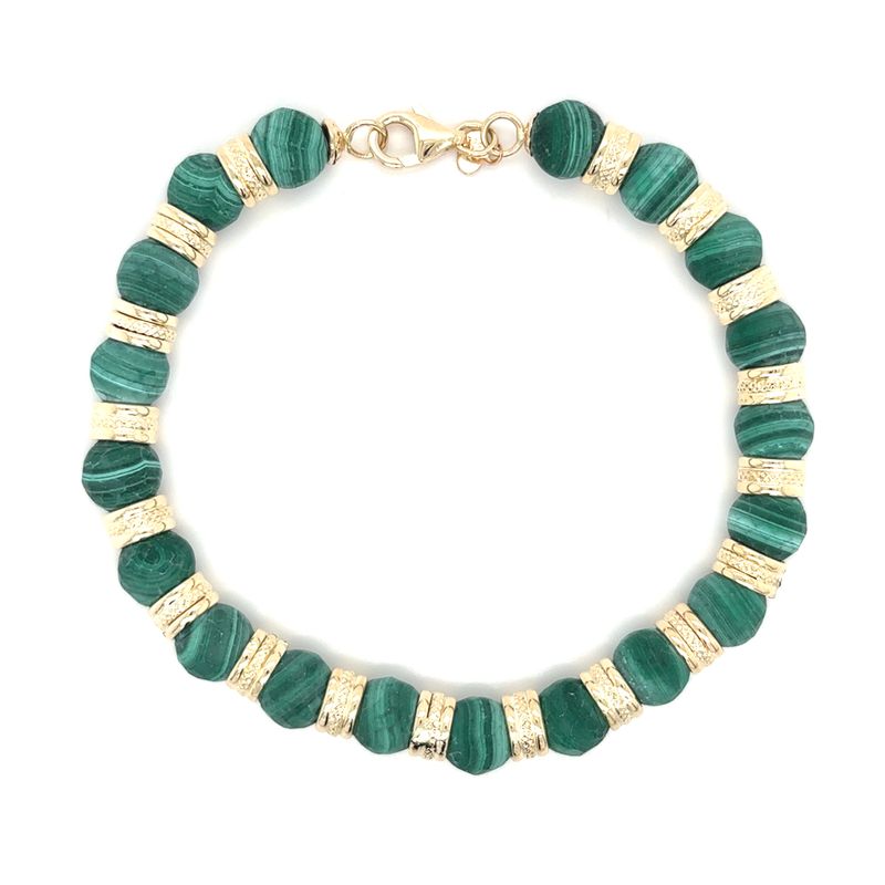 Malachite Bracelet in 14k Yellow Gold