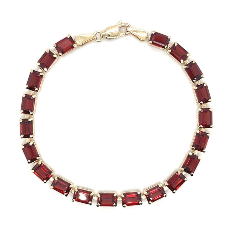 Rhodolite Garnet Tennis Bracelet in 14k Yellow Gold