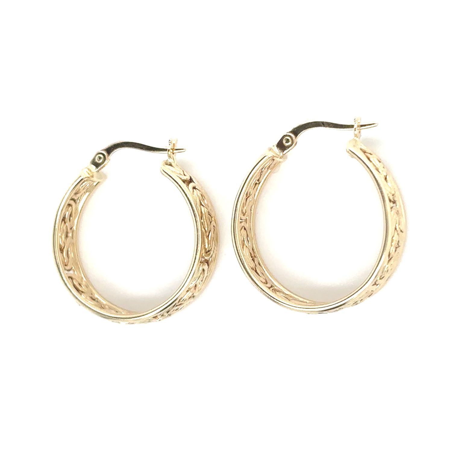 Textured Hoops in 14k Yellow Gold — 21MM