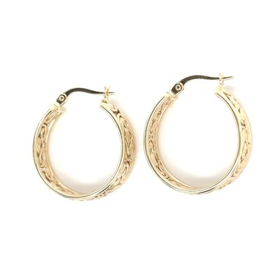 Textured Hoops in 14k Yellow Gold — 21MM Textured Hoops in 14k Yellow Gold — 21MM