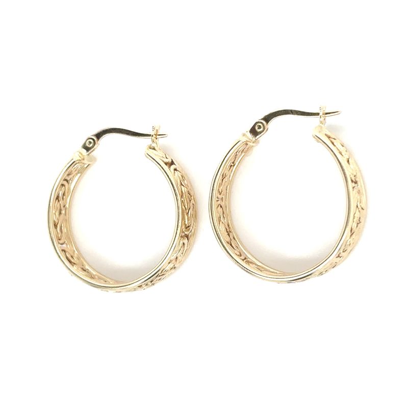 Textured Hoops in 14k Yellow Gold — 21MM