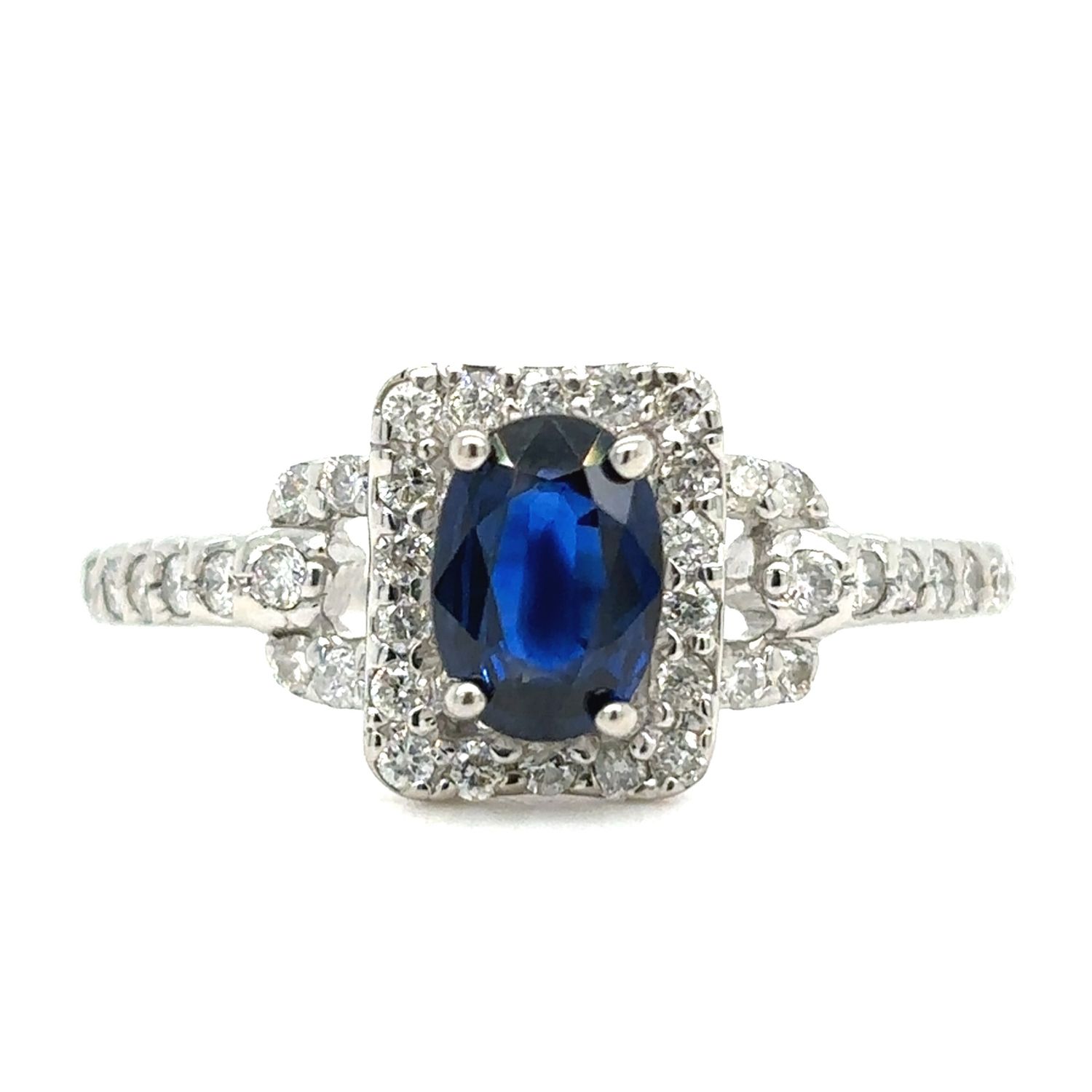 Sapphire & Diamond Ring in 14k White Gold
