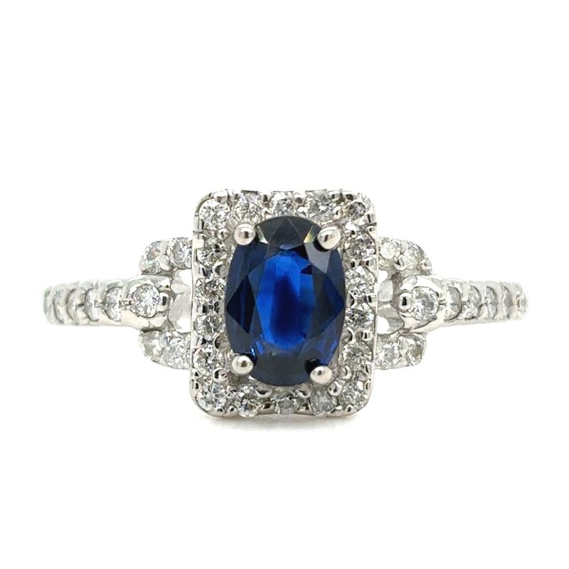 Sapphire & Diamond Ring in 14k White Gold