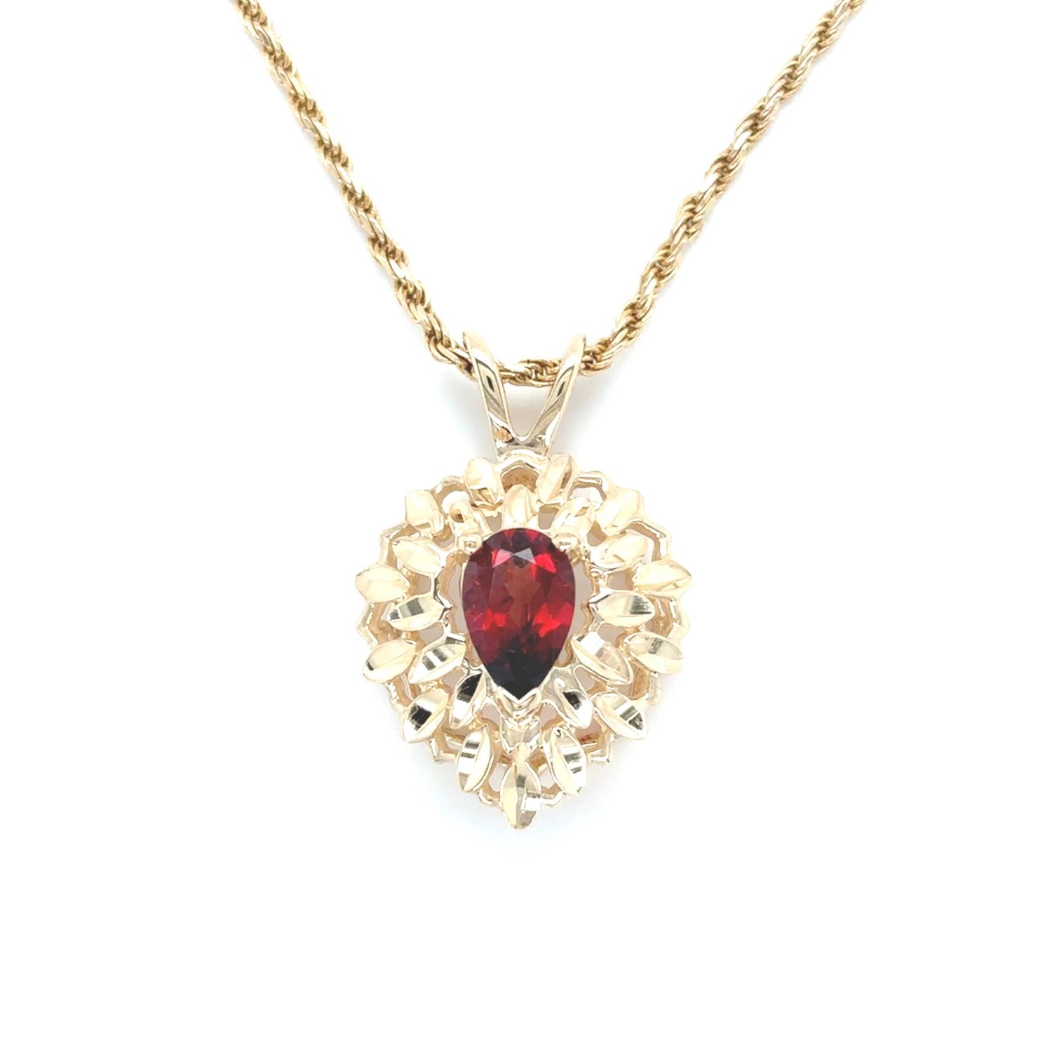 Garnet Necklace in 14k Yellow Gold Garnet Necklace in 14k Yellow Gold