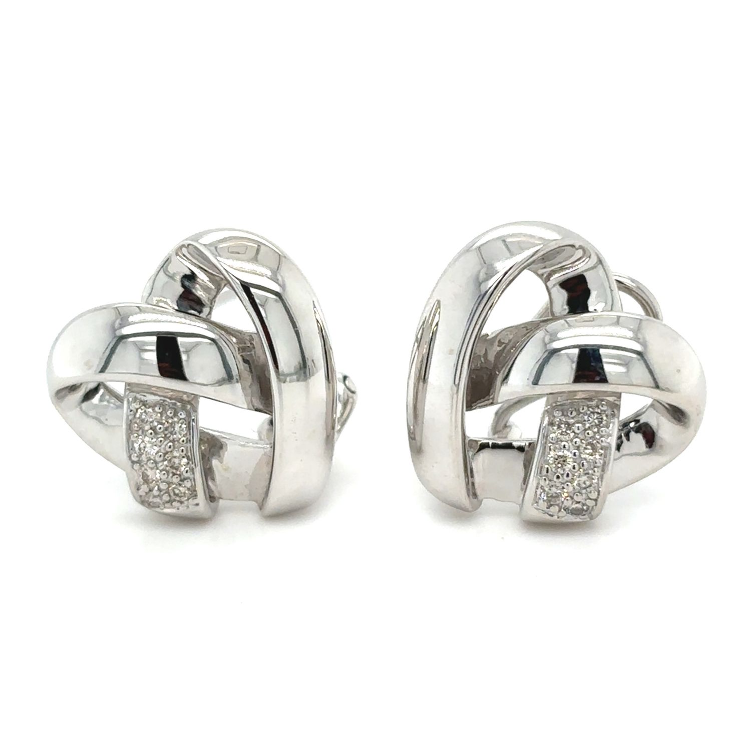 Diamond Heart Earrings in 14k White Gold