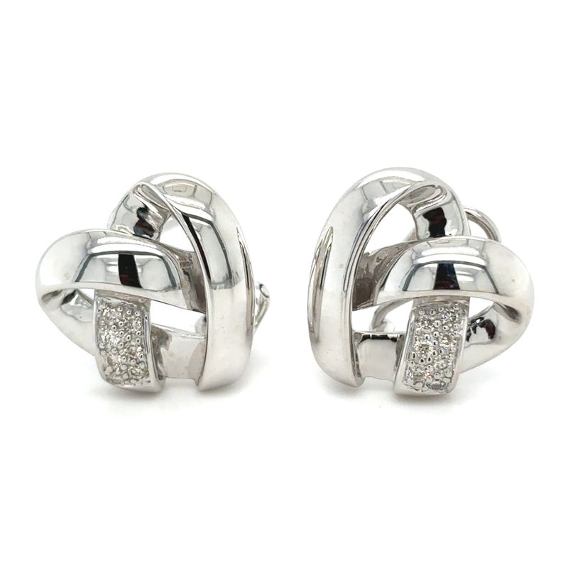 Diamond Heart Earrings in 14k White Gold