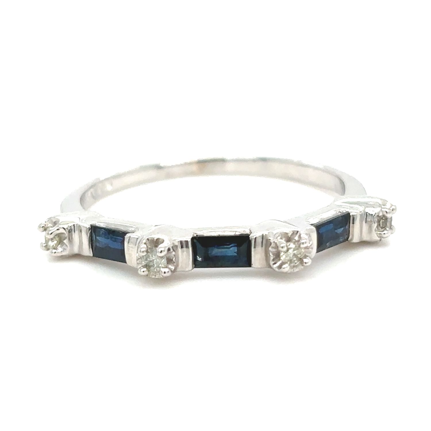 Sapphire & Diamond Band in 14k White Gold