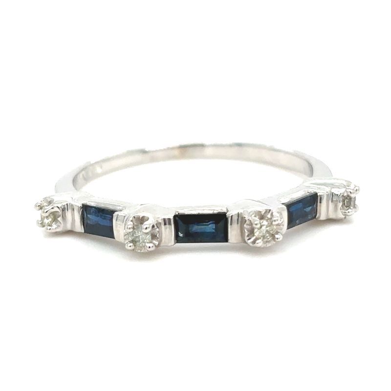 Sapphire & Diamond Band in 14k White Gold